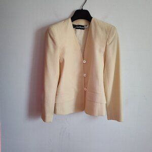 Ladies Petite SZ 2P Anne Klein Vintage Cream Wool Crepe Jacket
